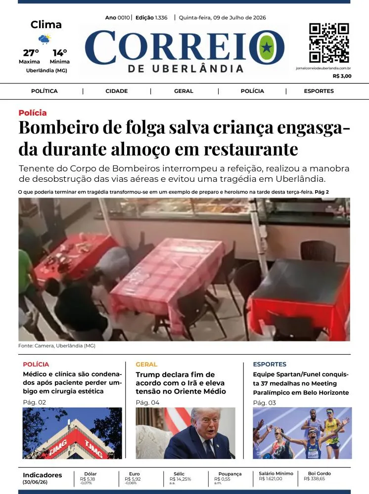 Jornal Correio de Uberlândia, 09 de Julho de 2026